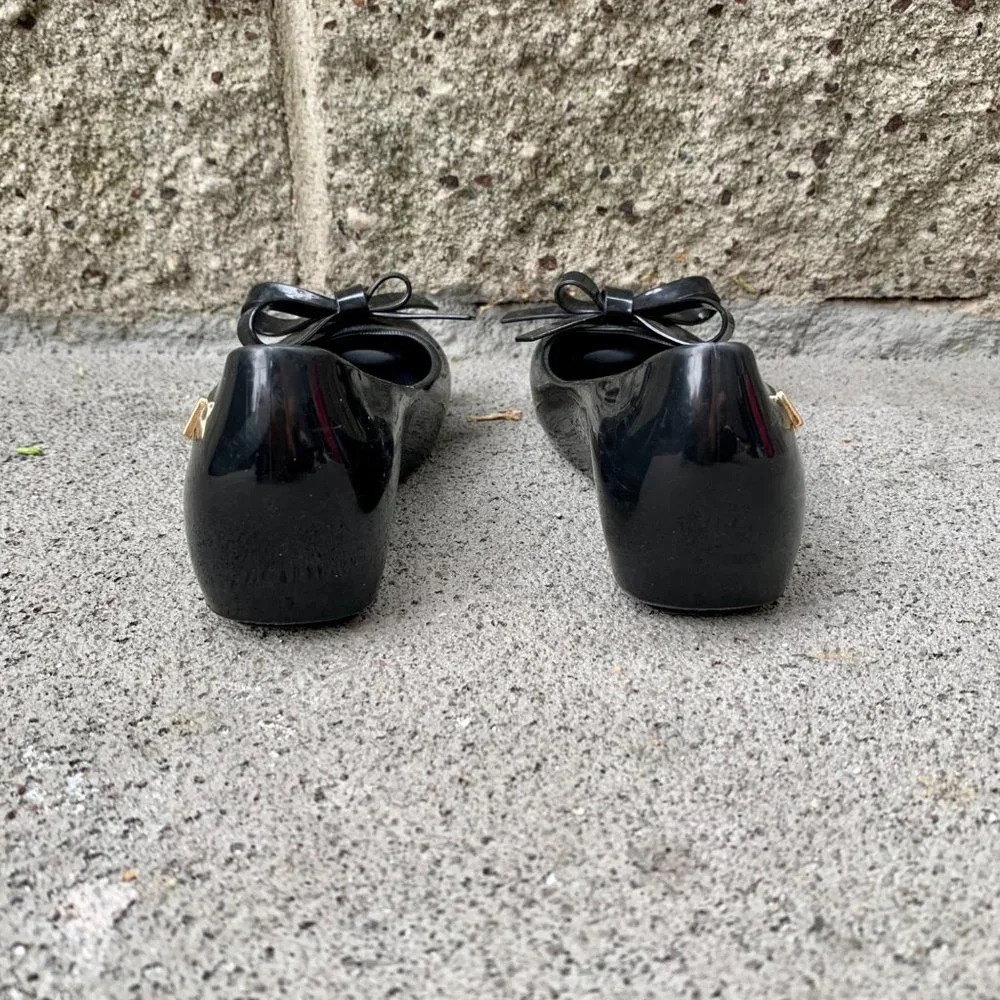 MEL By MELISSA Girls Ultra Girl Bow Shoes 12 Black Slip On Jelly Wedge Shoe Girl - Picture 5 of 9